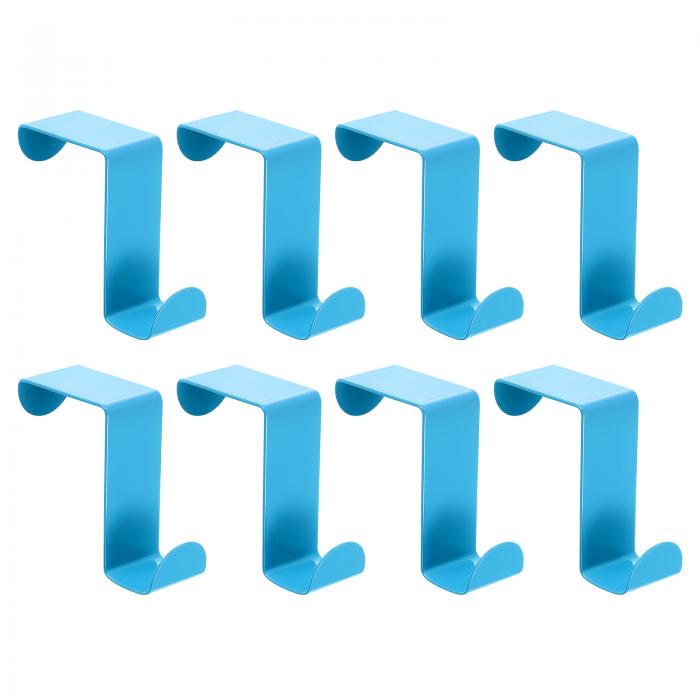 ドアフック8個セット - ステンレス製ドアハンガーフック S字フック 洋服 帽子 タオル掛け(ブルー)
