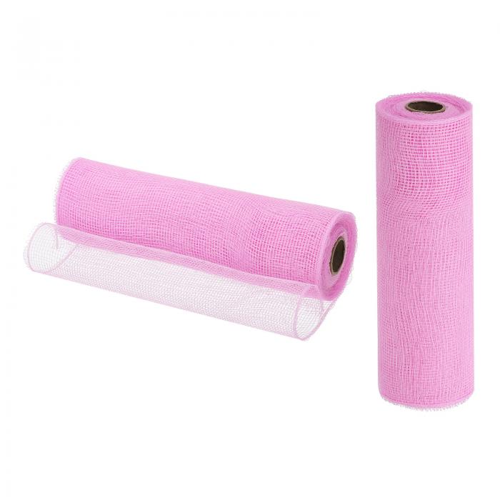 黄麻布メッシュ PP 装飾メッシュリボン メッシュラッピングリボン クリスマスリース パーティーの装飾 DIY クラフト スワッグ用 25.4 cm x 9 M ピンク 2個