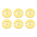 6個 ステンレススチールレターリンク装飾 DIYイヤリングブレスレットネックレス宝石ギフト製作用 アルファベットペンダントコネクタ 金色レターD