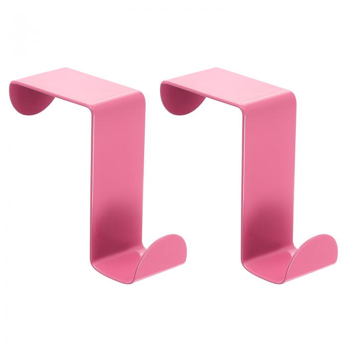 【期間限定10%OFF】ドアフック2個セット - ステンレス製ドアハンガーフック S字フック 洋服 帽子 タオル掛け用(ピンク)