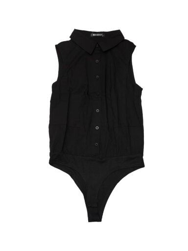 Allegra K ボディスーツ ノースリーブ 襟付き ビジネス ワーク トップス ボタンダウン レオタード シャツ レディース ブラック L Allegra K ボディスーツ ノースリーブ 襟付き ビジネス ワーク トップス ボタンダウン レオタード シャツ レディース ブラック L
