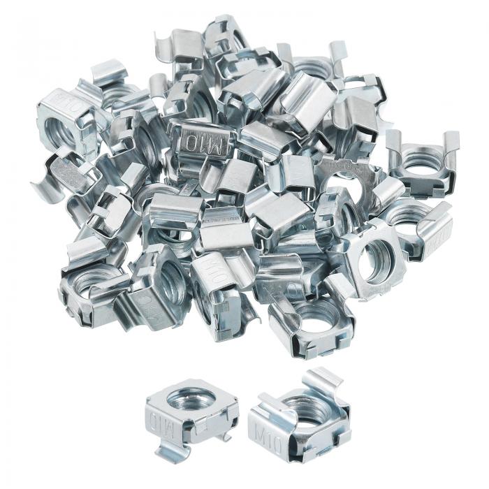 M10 x 1.5mm ケージナット 50個 スナップイン ケージナット カーボン鋼 亜鉛メッキ メトリックナット ..