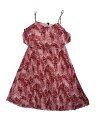 Allegra K ドレス 花柄 夏 フリル スパゲッティ ストラップ オフショルダー プリーツドレス レディース ピンク L(4)