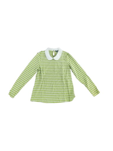 Allegra K ボーダー tシャツ 丸襟 ブラウス トップス ストライプ 長袖 襟付き 可愛い レディース ライトグリーン XL Allegra K ボーダー tシャツ 丸襟 ブラウス トップス ストライプ 長袖 襟付き 可愛い レディース ライトグリーン XL