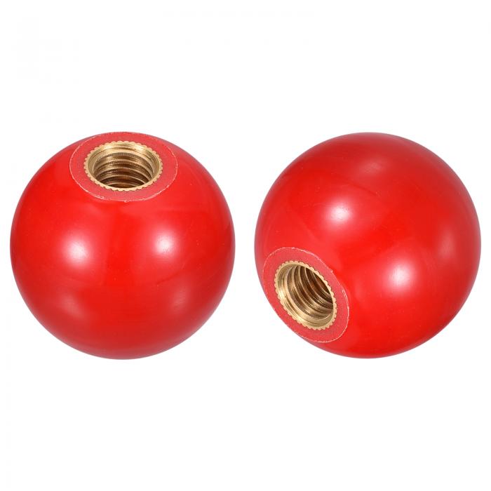 5個 ねじ付きボールノブ M8 メスねじ 熱硬化性ボールノブ 直径30mm 丸型操作ボールハンドル 銅インサート付き 機械レバーハンドル用 レッド