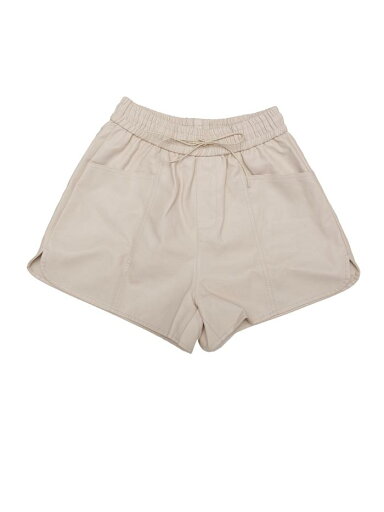 Allegra K レディース フェイクレザー ショーツ ハイウエスト 伸縮性ウエスト PU ショートパンツ ポケット付き ベージュ S Allegra K レディース フェイクレザー ショーツ ハイウエスト 伸縮性ウエスト PU ショートパンツ ポケット付き ベージュ S