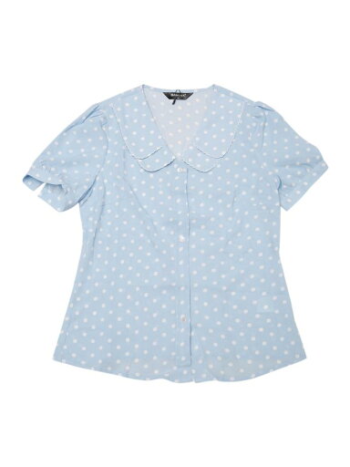 Allegra K 水玉 シャツ トップス 丸襟 パフスリーブ 半袖 ヴィンテージ レディース ライトブルー L Allegra K 水玉 シャツ トップス 丸襟 パフスリーブ 半袖 ヴィンテージ レディース ライトブルー L