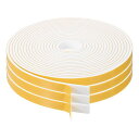 3 ロールフォーム気象ストリッピング、3/8"幅×1/8"厚さ×16.4フィート ドアシールストリップ 接着性フォームテープ ホワイト 断熱ストリップ ドア窓用