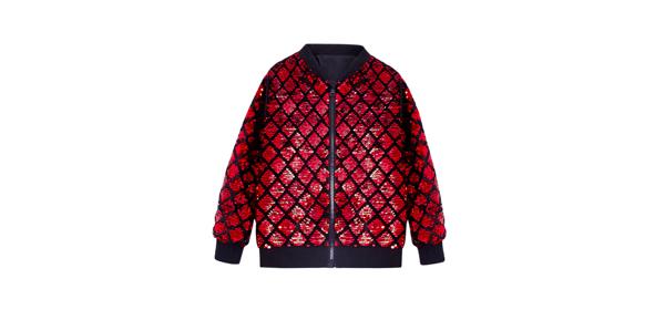 Lars Amadeus ボンバー ジャケット 長袖 アーガイル スパンコール ベースボール コート パーティー クラブ シャイニー メンズ レッド M