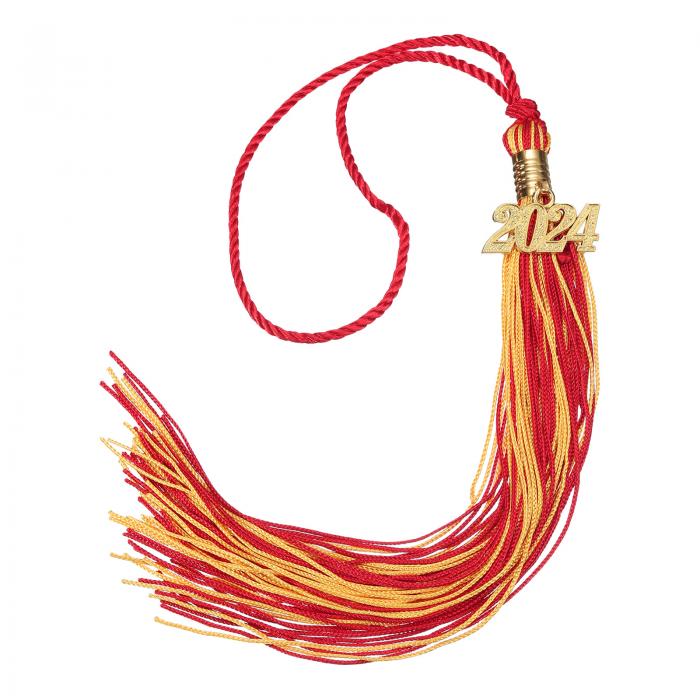 2024年卒業タッセル 2024年 金 装飾付きダブルカラー卒業帽タッセル DIY用 卒業パーティー 式典 記念品 卒業帽 装飾 赤と黄色