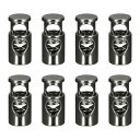 8個メタルコードロック 5mmシングルホールトグルスプリングストップコードロックエンドファスナースライダー バックパック衣類ドローストリングランヤード用 メタリ...