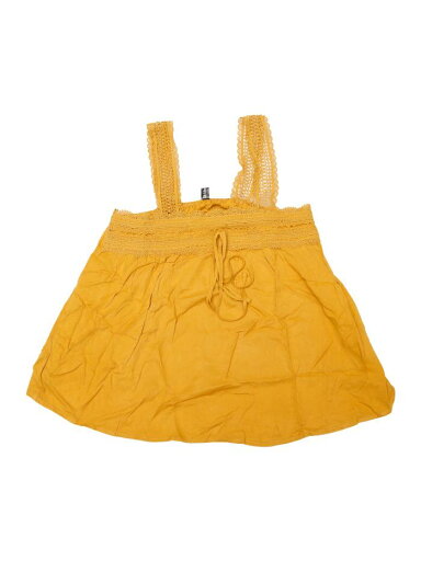 Allegra K トップス ノースリーブ レース スクエアネック フリル ブラウス タンクトップ レディース イエロー M Allegra K トップス ノースリーブ レース スクエアネック フリル ブラウス タンクトップ レディース イエロー M