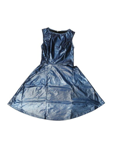 Allegra K ミニドレス メタリック ハイウエスト ワンピース ノースリーブ 丸首 ステージ レディース ダークブルー S Allegra K ミニドレス メタリック ハイウエスト ワンピース ノースリーブ 丸首 ステージ レディース ダークブルー S