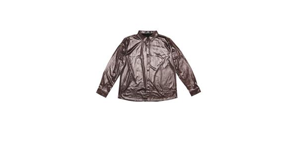 Lars Amadeus メンズ トップス メタリックシャツ ボタンダウン レギュラーフィット 光沢 プロム パーティードレスシャツ 結婚式 ブラウン 3XL