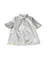 Allegra K PUレザーボタンダウンシャツ レディース 半袖 カラーブラウス ジャケット パーティークラブトップス シルバー XS