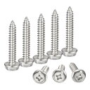 プラス六角ワッシャーセルフタッピングねじ M6 x 35mm 304ステンレス鋼六角フランジシート金ねじ 10個入り(4)