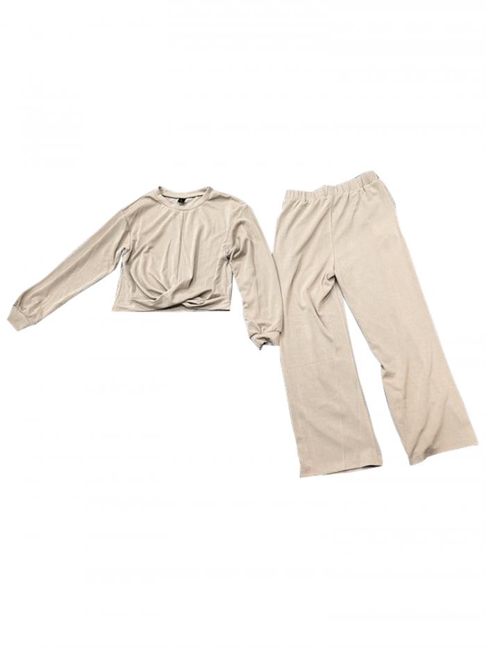 Seta T レディース ツーピース アウトフィット スウェットスーツセット ワイドレッグスウェットパンツ ..