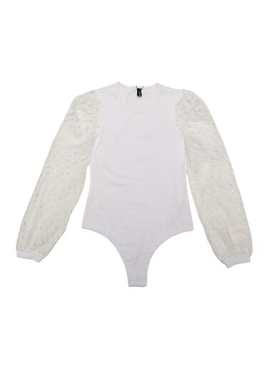 Allegra K レディース 長袖 ボディスーツ クラブウェア メッシュスリーブ ジャンプスーツ ロンパース トップス ホワイト M Allegra K レディース 長袖 ボディスーツ クラブウェア メッシュスリーブ ジャンプスーツ ロンパース トップス ホワイト M