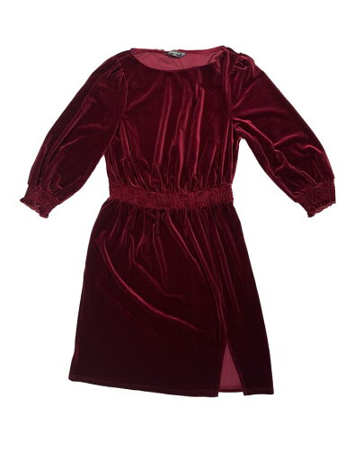 Allegra K レディース ベルベットミディドレス ボートネック パフスリーブ スモックドレス ブルゴーニュ S Allegra K レディース ベルベットミディドレス ボートネック パフスリーブ スモックドレス ブルゴーニュ S
