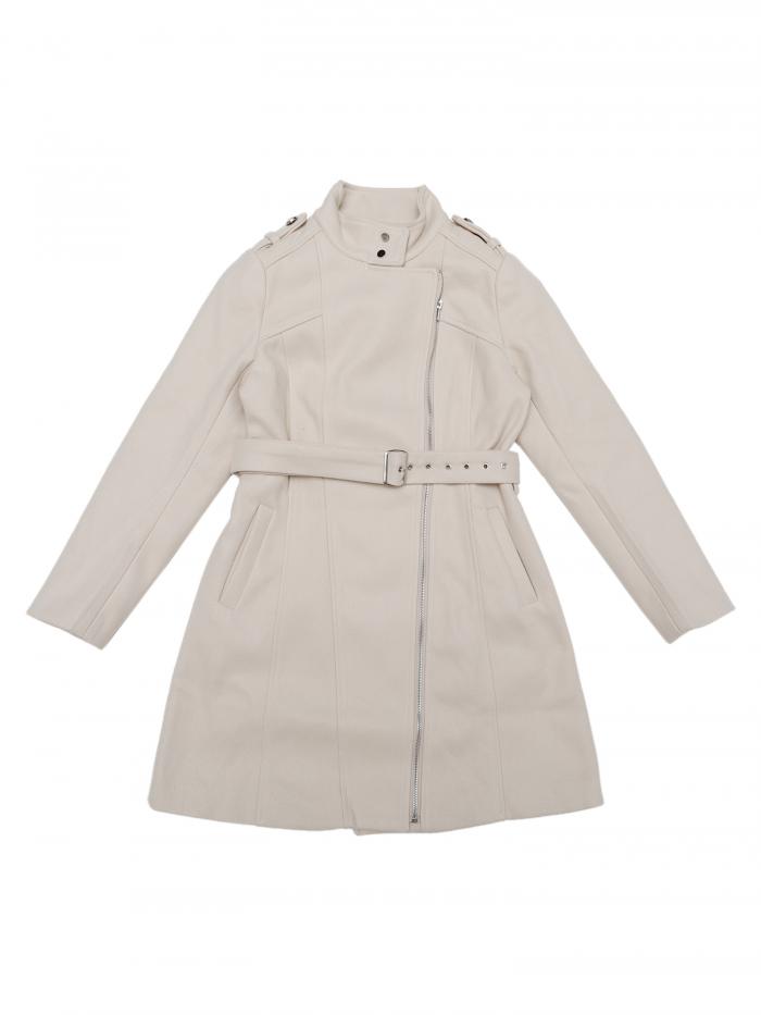 Allegra K トレンチコート ジャケット ベルト付き ジップアップ クラシック スタンドカラー クール バイカー レディース ベージュ XL