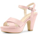 Allegra K スリングバック サンダル チャンキーヒール プラットフォーム レディース ライトピンク 26.0cm