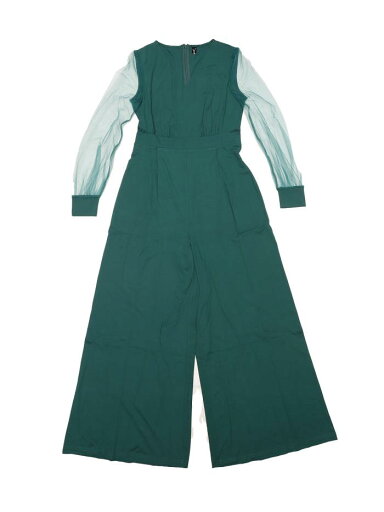 Allegra K ジャンプスーツ ワイドレッグ ロンパース エレガント V ネック メッシュ長袖 ルーズ パーティー レディース ダークグリーン S Allegra K ジャンプスーツ ワイドレッグ ロンパース エレガント V ネック メッシュ長袖 ルーズ パーティー レディース ダークグリーン S