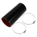 X AUTOHAUX 1セット 内径83mm/3.27" 長さ200mm/7.87" 0度 ストレート ブラック レッド カーシリコンホース シリコンチューブ インタークーラー インテーク ラジェーターホース 耐熱ホース 耐寒 ヒーター ホース ホースバンド付き クーラントホース 接続ホース 汎用