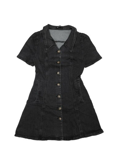 Allegra K デニムワンピース ドレス ターンダウンカラー 縦型ポケット レディース ブラックグレー XL Allegra K デニムワンピース ドレス ターンダウンカラー 縦型ポケット レディース ブラックグレー XL