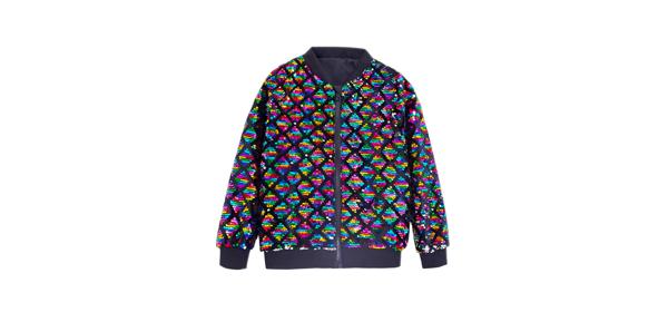 Lars Amadeus ボンバー ジャケット 長袖 アーガイル スパンコール ベースボール コート パーティー クラブ シャイニー メンズ マルチカラー L