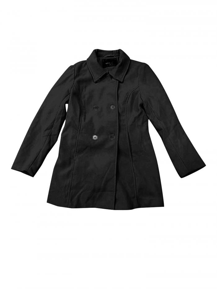 Seta T レディース 長袖 ピーコート ダブルブレスト ボタン アウター 冬コート ブラック L