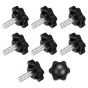 クランプ スクリュー ノブ 8個 1/4-20 x 0.63インチ 六角形 スター ノブ プラスチック グリッ プ 手締め スクリュー ハンドル 傘ベース 機械...