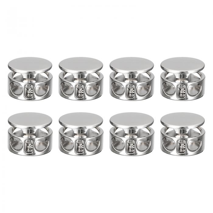 8個入り メタルコードロック 3.5mmダブルホールトグルスプリングストップコードロックエンドファスナースライダー バックパック衣類ドローストリング紐用 シルバ...