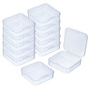 12個のクリアな小さなプラスチックビーズ収納容器(蓋付き) 小物クラフト ビーズ イヤリング ネックレス用の正方形の防酸化宝石収納ボックス(3×2.95×1.02")