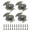 4個セットのハスプクラ スプラッチロック 79 x 64mmの装飾用レトロトグルラッチ亜鉛合金ハスプロック 宝石箱 スーツケース 工具箱 木製ケース用のネジ付き...