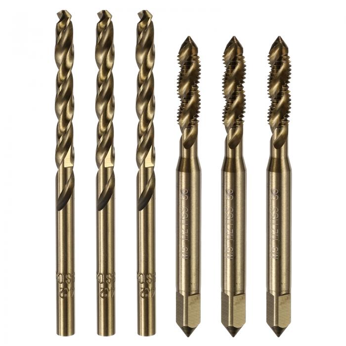 メトリックタップ＆ドリルビットセット 3個入りM5 x 0.8螺旋フルートねじ切りタップと3個入り4.2mmツイ..