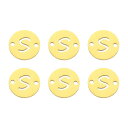 ステンレススチールレターリンク装飾 6個 アルファベットペンダントコネクタ DIYイヤリングブレスレットネックレス宝石ギフト作り用 金色レターS