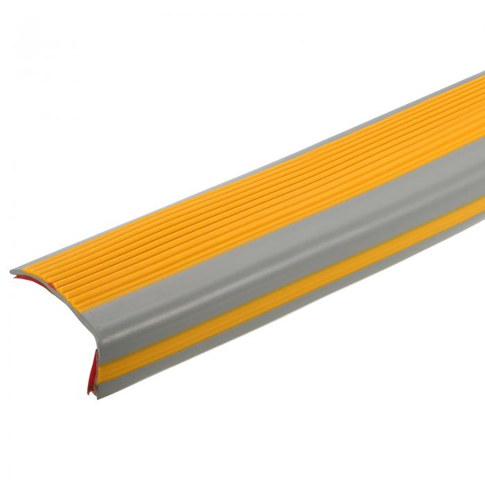 5フィート ステアノージング 2.5mm PVC セルフアドヘーシブ ステアエッジプロテクター L字型 ステアエッジング ステアステップエッジ 用途: アウトドア インドア ステア ダークイエロー/グレー