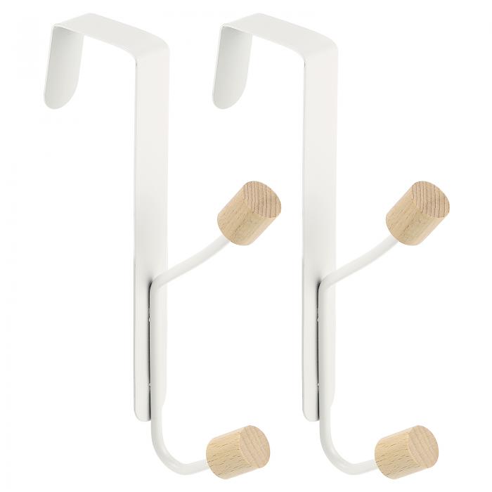 ドアフック2個セット 木製ドアハンガーフックタオルオーガナイザー 寝室 バスルーム キッチン用