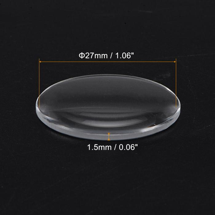 3個 時計用ガラスレンズ27mm直径1.5mm厚シングルドームラウンドクリア水晶レンズ時計修理部品時計修理用