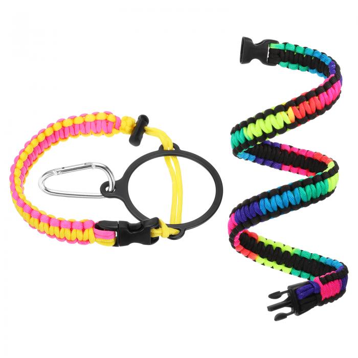 パラコードハンドル 水筒ハンドルストラップ パラコードキャップストラップコード 広口ボトル16ozから6..