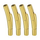 レザーコードエンド留め具 4個4mm穴カラム留め具コネクター ステンレススチール留め具クロージャーレザーコードバックル宝石作りDIY用品クラフト 金色
