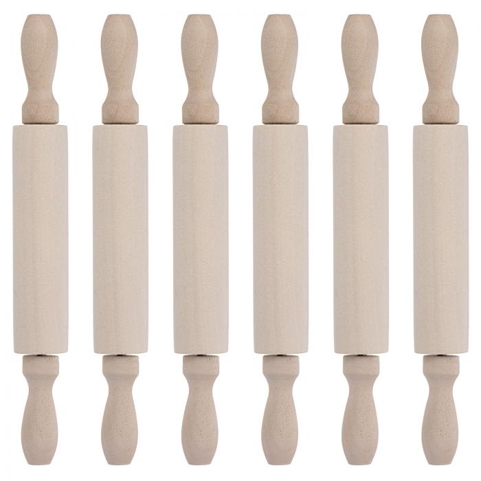 木製粘土ローラー フラットパターンモデリング 木製ノンスティック 粘土ハンドローラー エンボス加工 ミニ木製麺棒 クラフト ベーキング 粘土 DIY 用 20 cm 6個