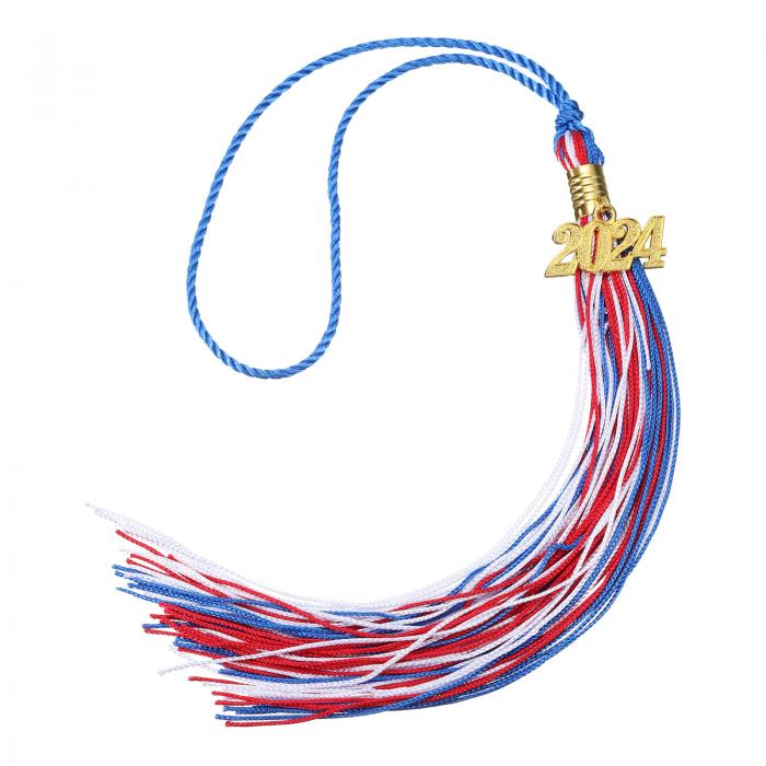 2024年卒業タッセル 2024年 金 装飾付き ダブルカラー卒業キャップタッセル DIY用 卒業パーティー 式典 記念品 卒業帽子 装飾 青と白