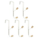 ドアフック5個セット ダブルフック 木製ドアハンガーフックタオルオーガナイザー 寝室 バスルーム キッチン