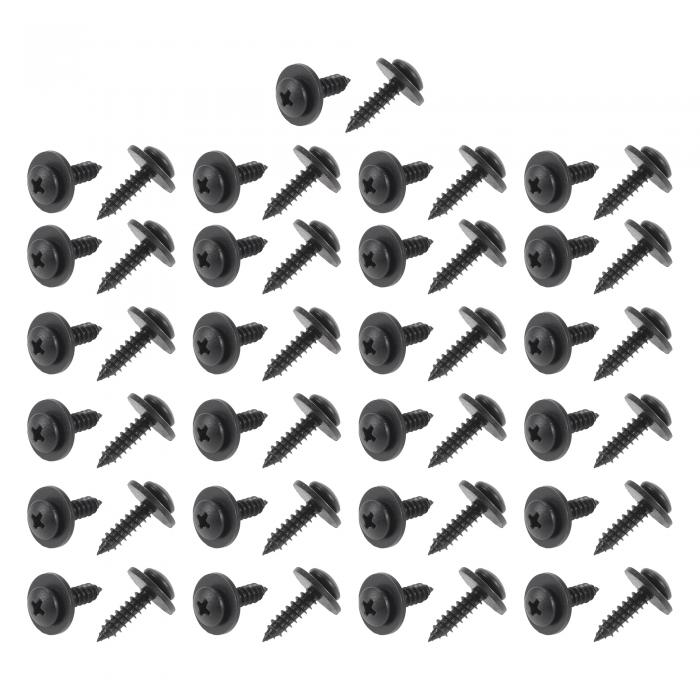 VekAuto ホンダに対応アコード2006-2007用50個の車のフェンダーライナ ースプラッシュシールドバンパーカバースクリュー耐久性のあるメタルブラックライセンスブラケットタッピングボルト