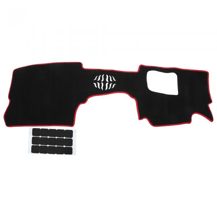 Hihaha マツダに対応CX-30 DM 2020-2024用のステッカー付きダッシュカバー/センターコンソールダッシュボードカバー/断熱/ポリエステル/1セット ブラック レッド