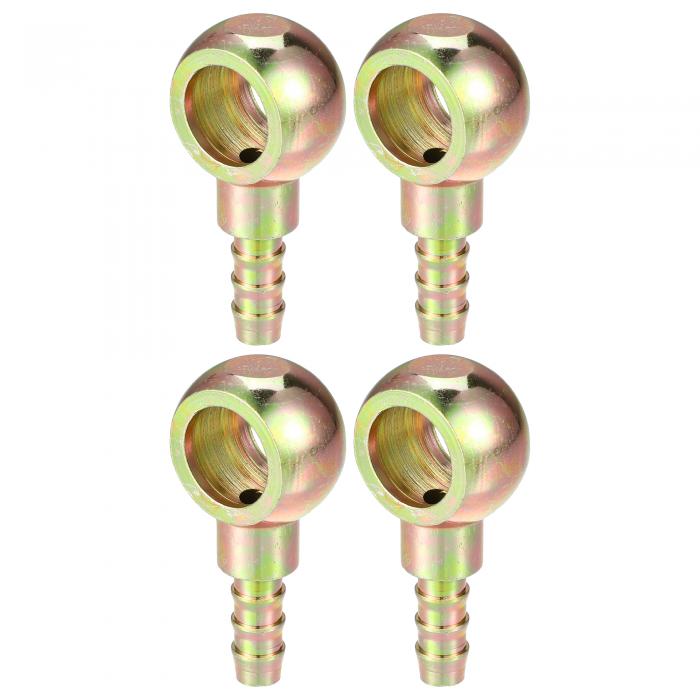 Hihaha ボールヘッド油管継手 / 燃料パイプジョイントアダプター 車用 オートバイ / 14mm 内径 8mm 外径 / ブロンズ色 4個セット