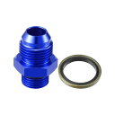 Hihaha オイルコールドジョイント 自動車用 ワッシャー付き フューエルアダプタ / M16x1.5 8AN 1個 青(2)