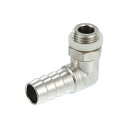 Motoforti ユニバーサルカー90度真鍮フィッティングホースアダプター、ホースフィッティング、10mm 3/8"バーブからメートルM12x1.25へ、耐久性、真鍮、シルバートーン