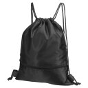 PATIKIL ドローストリング バックパック バッグ ジム バッグ ストリング バックパック ジップ ポケット付き 42X49CM 黒(4)
